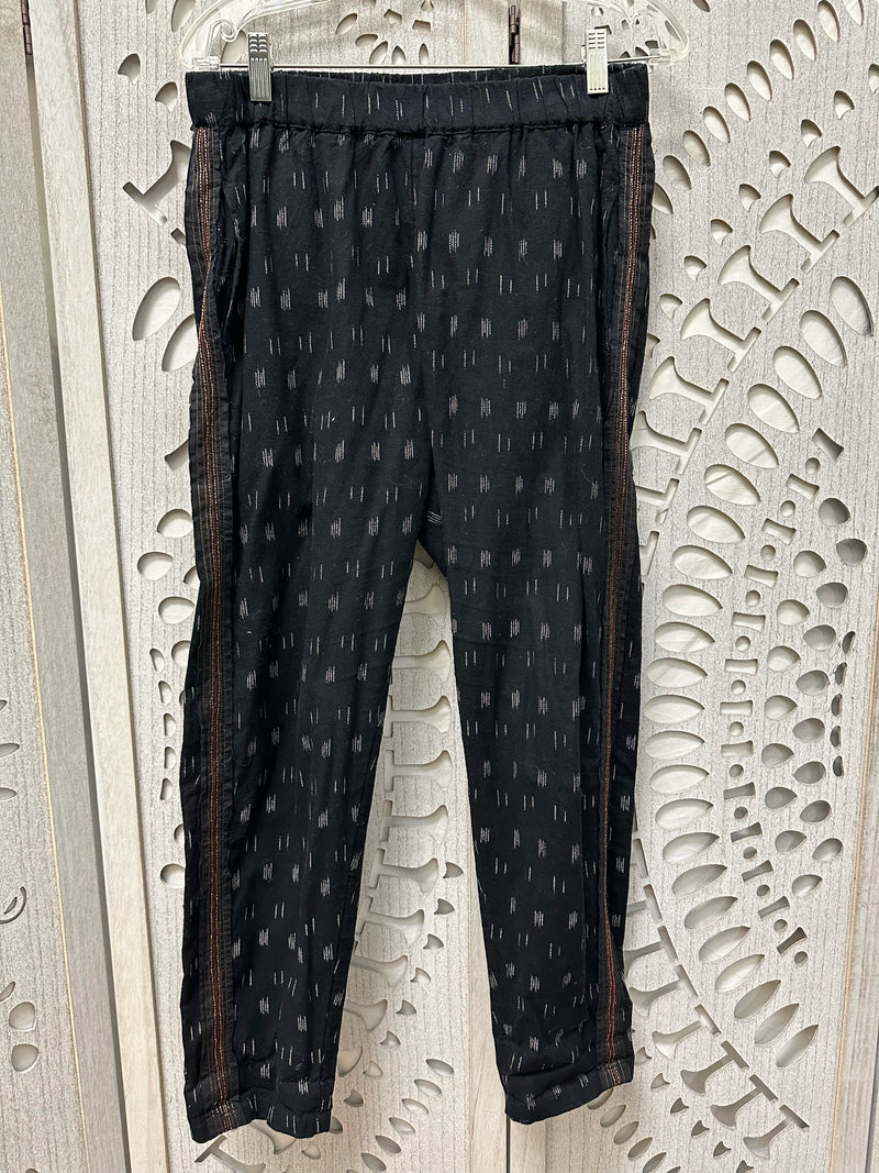 ANTHROPOLOGIE Cotton Black/White Beaded Size S Pants