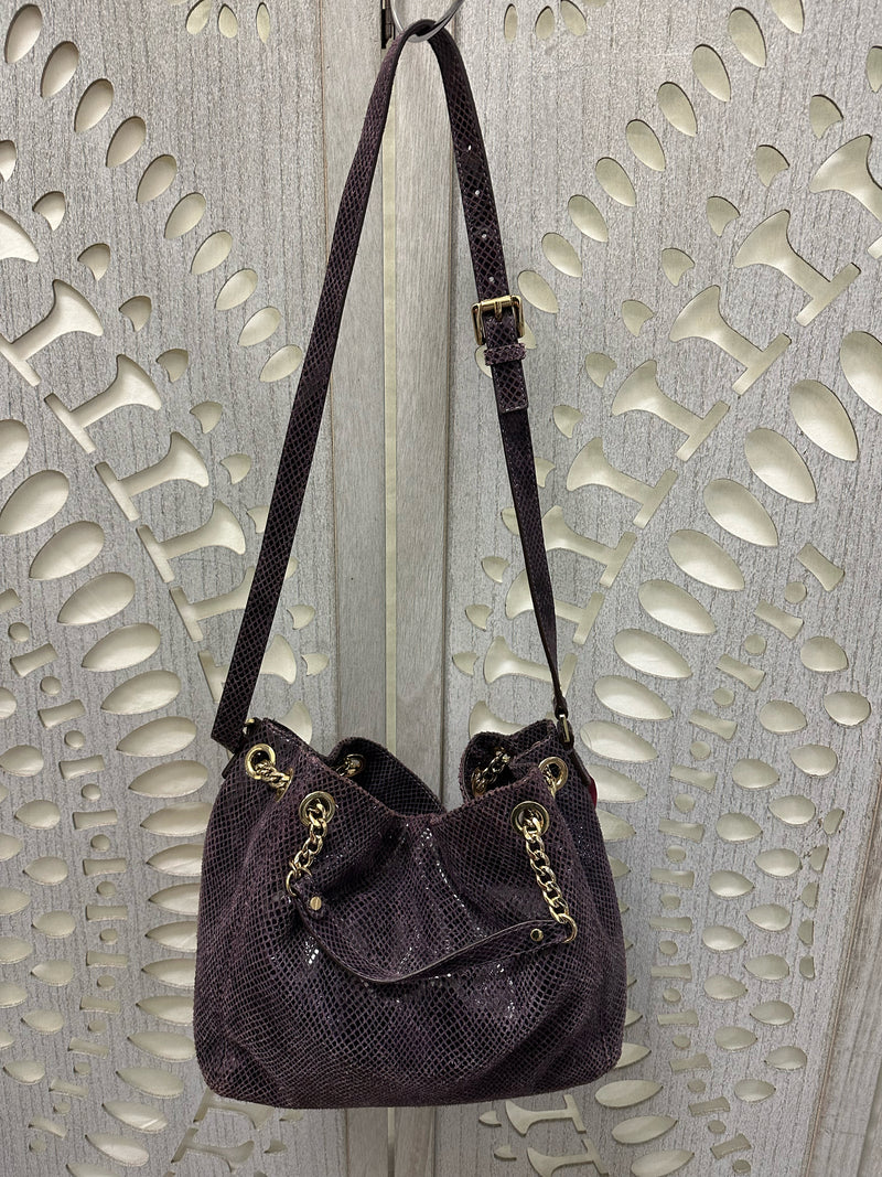 Michael Kors Leather EGGPLANT Snakeskin Texture Handbag