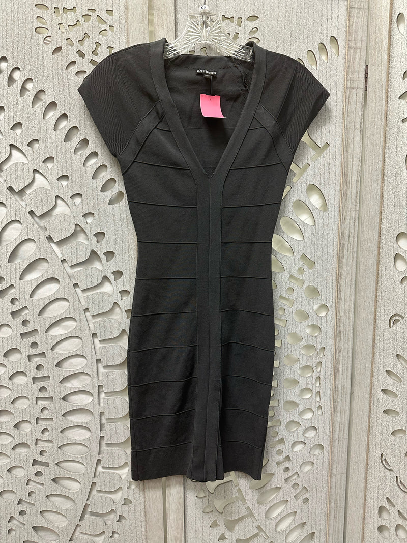 Express Rayon Blend CHARCOAL Solid Size XS Cocktail/Evening Wear