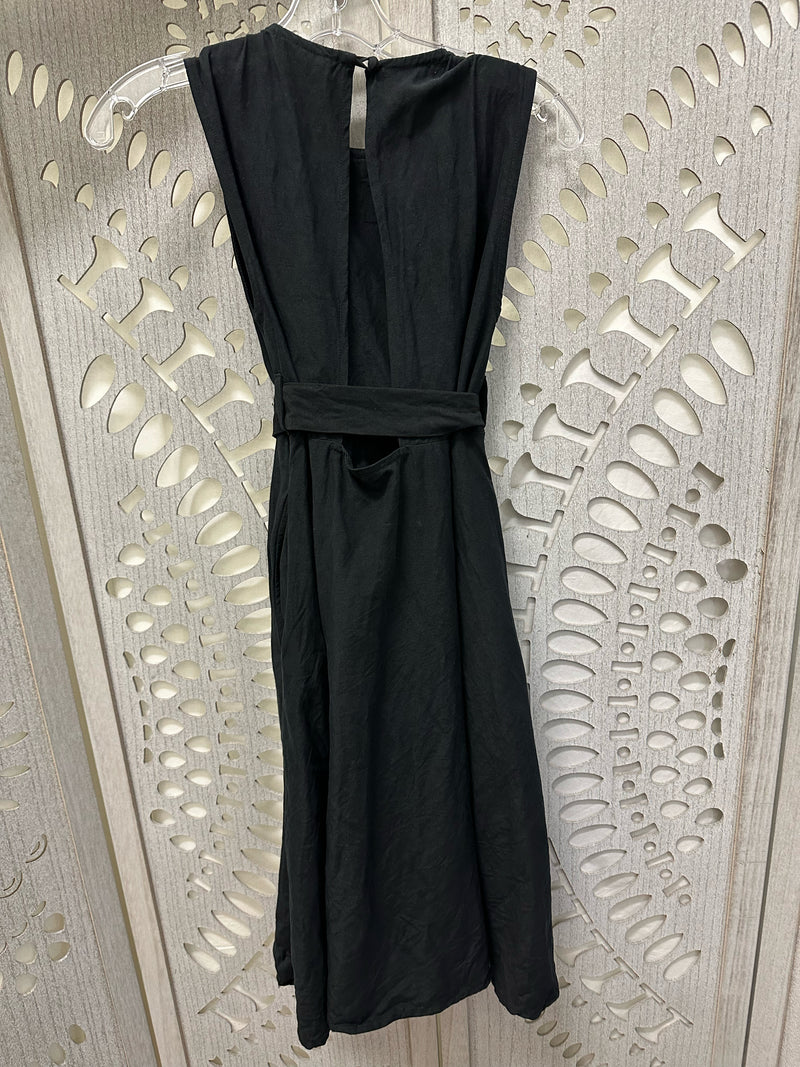 Gnsis Linen Blend Black Solid Size XS Dress