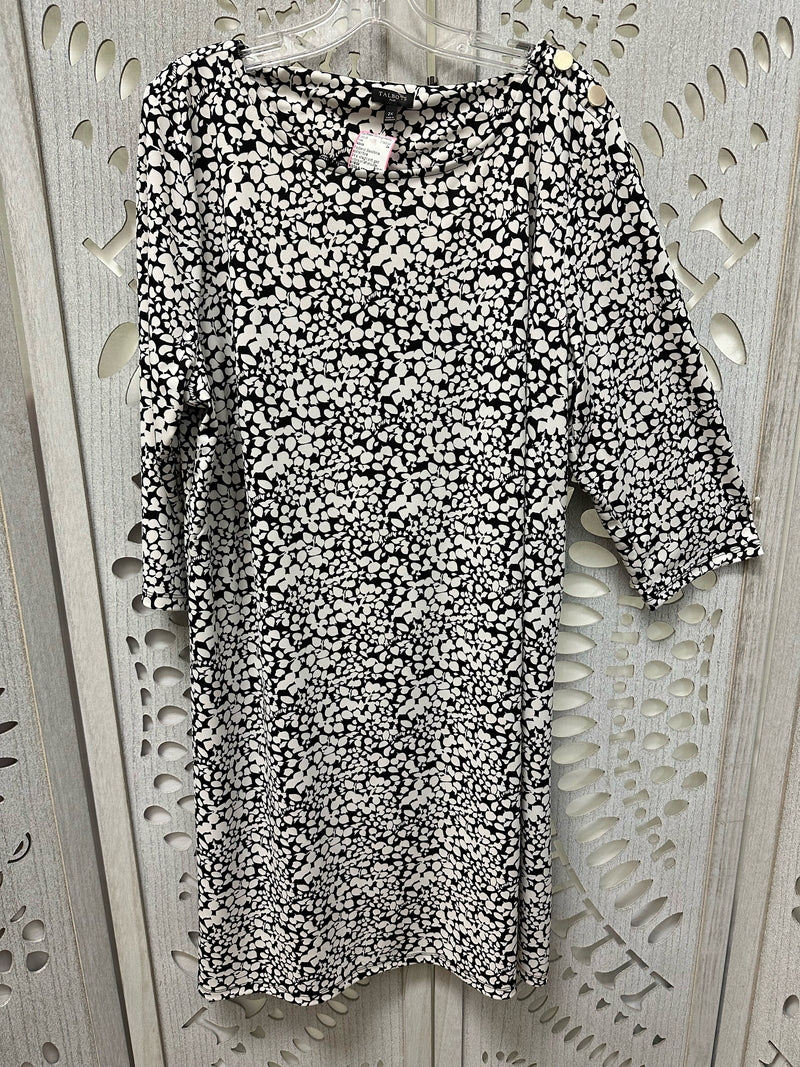 Talbots Polyblend Black/White abstract floral Size 2X Dress