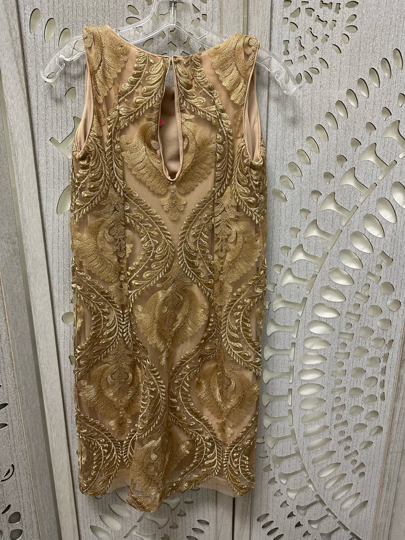 Analili Nylon/Polyester Gold Tone Lace Size XS Dress