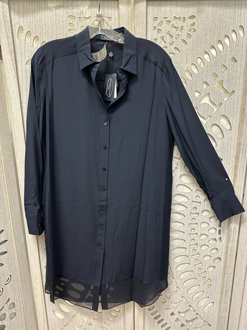 Magaschoni Silk Navy Solid Size 8 Dress