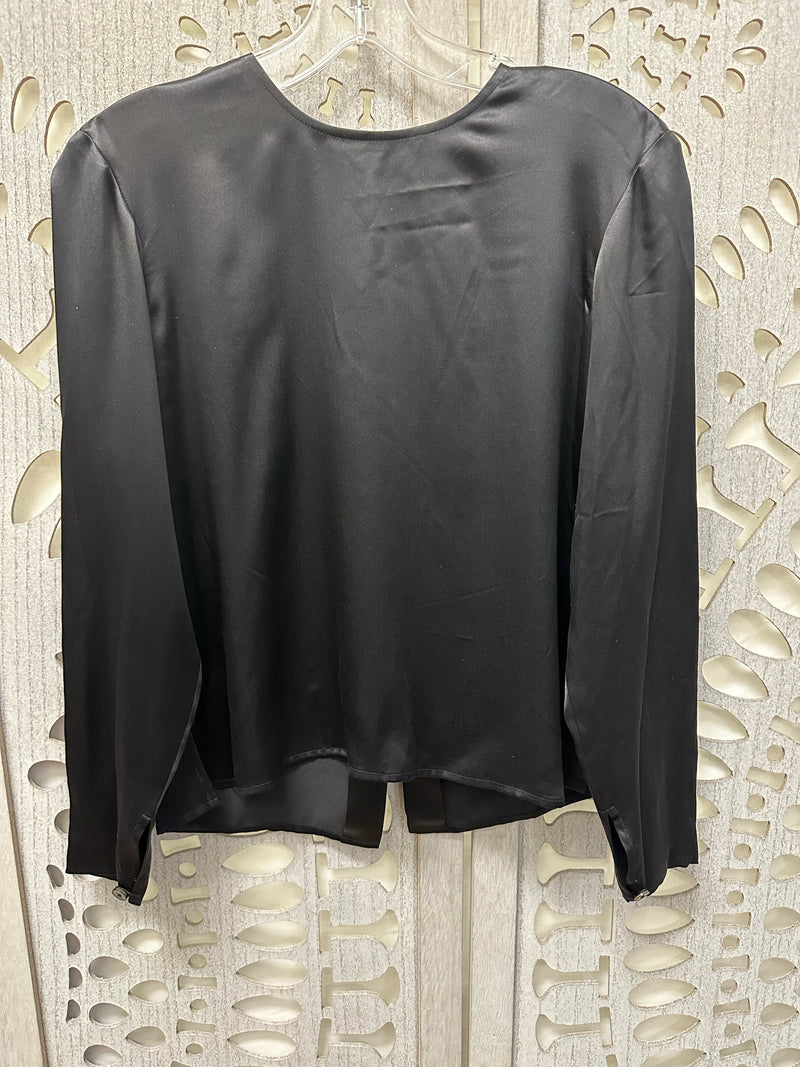 Linda Allard Ellen Tracy Silk Black Solid Size 4P Blouse