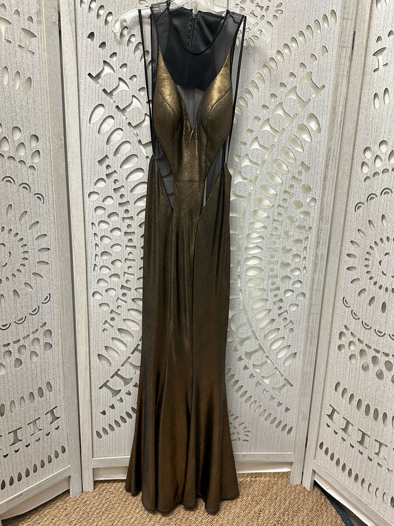 Faviana Polyester Gold/Black Metallic Size 2 Cocktail/Evening Wear