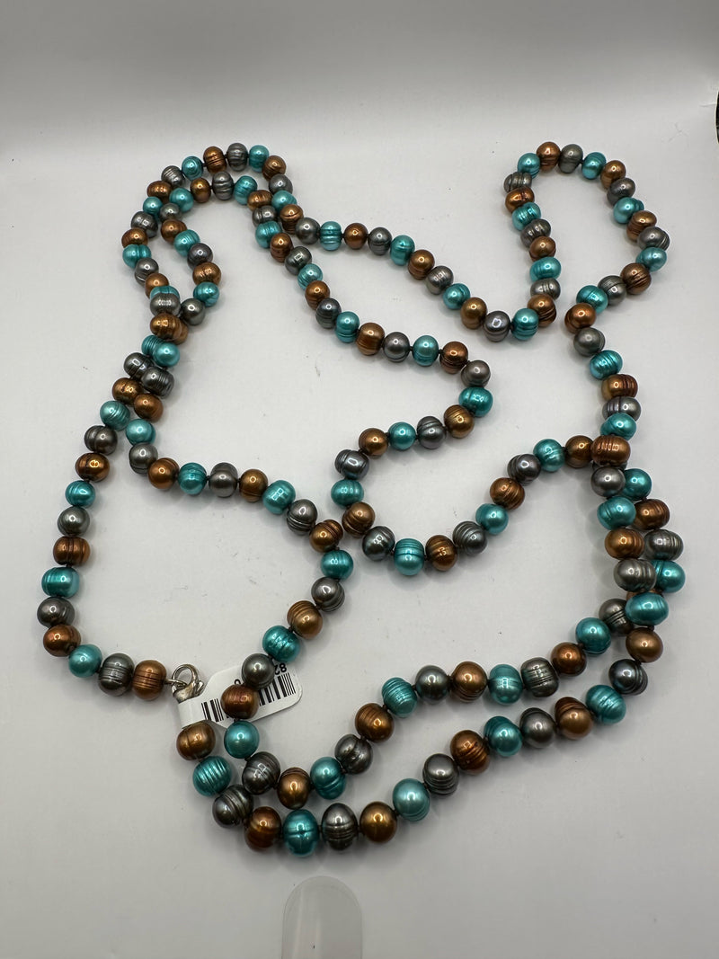 HONORA COLLECTION Freshwater Pearl copper/turquoise/gray Necklace