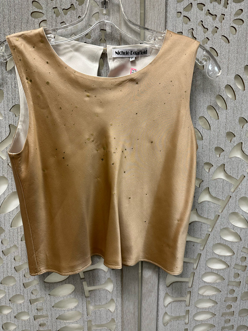 Nicole Delafield Silk warm tan Dots Size XS Shell