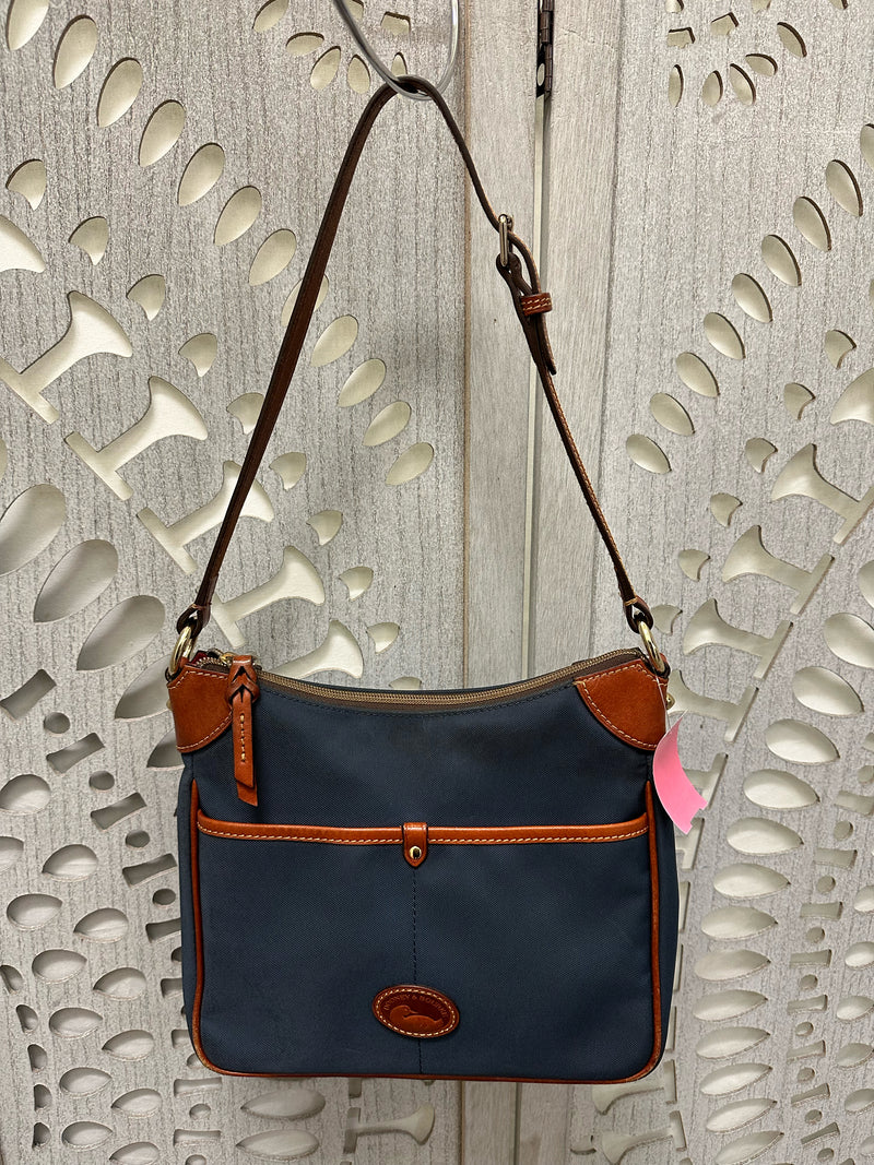 Dooney & Bourke Nylon/Leather Navy/Brown Handbag