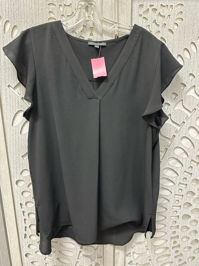 Adrianna Papel Polyblend Black Solid Size L Blouse