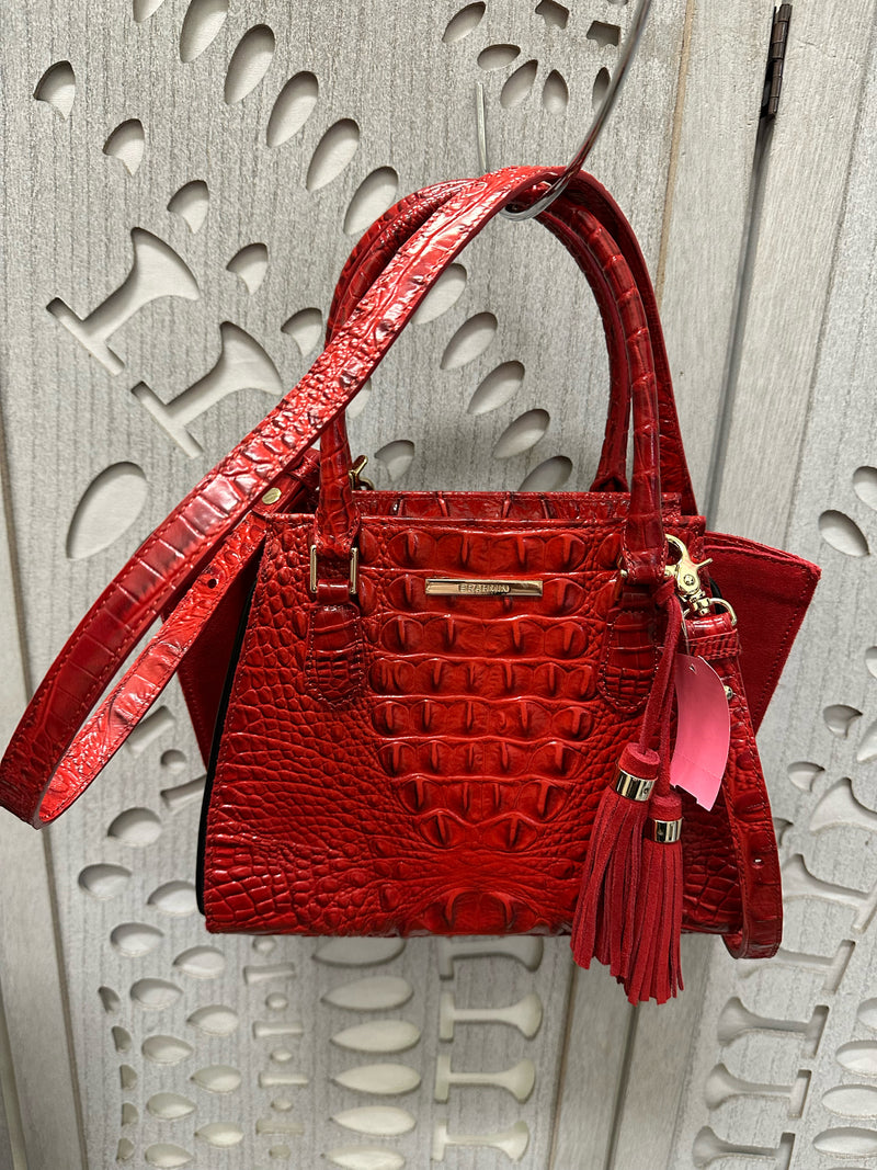 Brahmin Leather Red Mini Priscilla Handbag