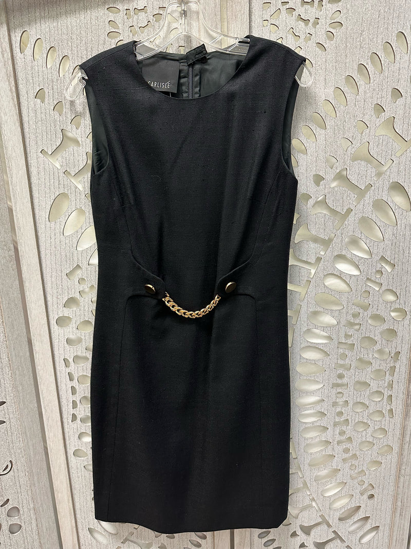 Carlisle Silk Black Solid Size 6 Dress