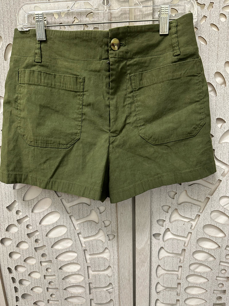 Maeve by Anthropologie Cotton Blend Green Solid Size 6 Shorts