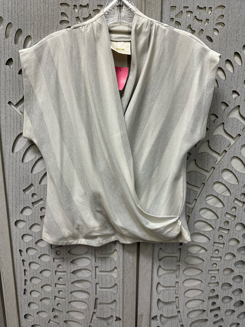 Maeve by Anthropologie Cotton Blend White/Gray vertical stripes Size S Blouse