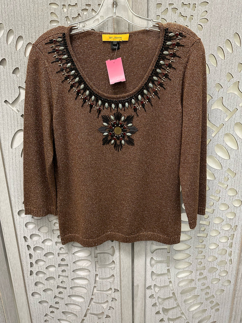 St. John Santana Knit Bronze/ Multi Sparkles Size S Sweater