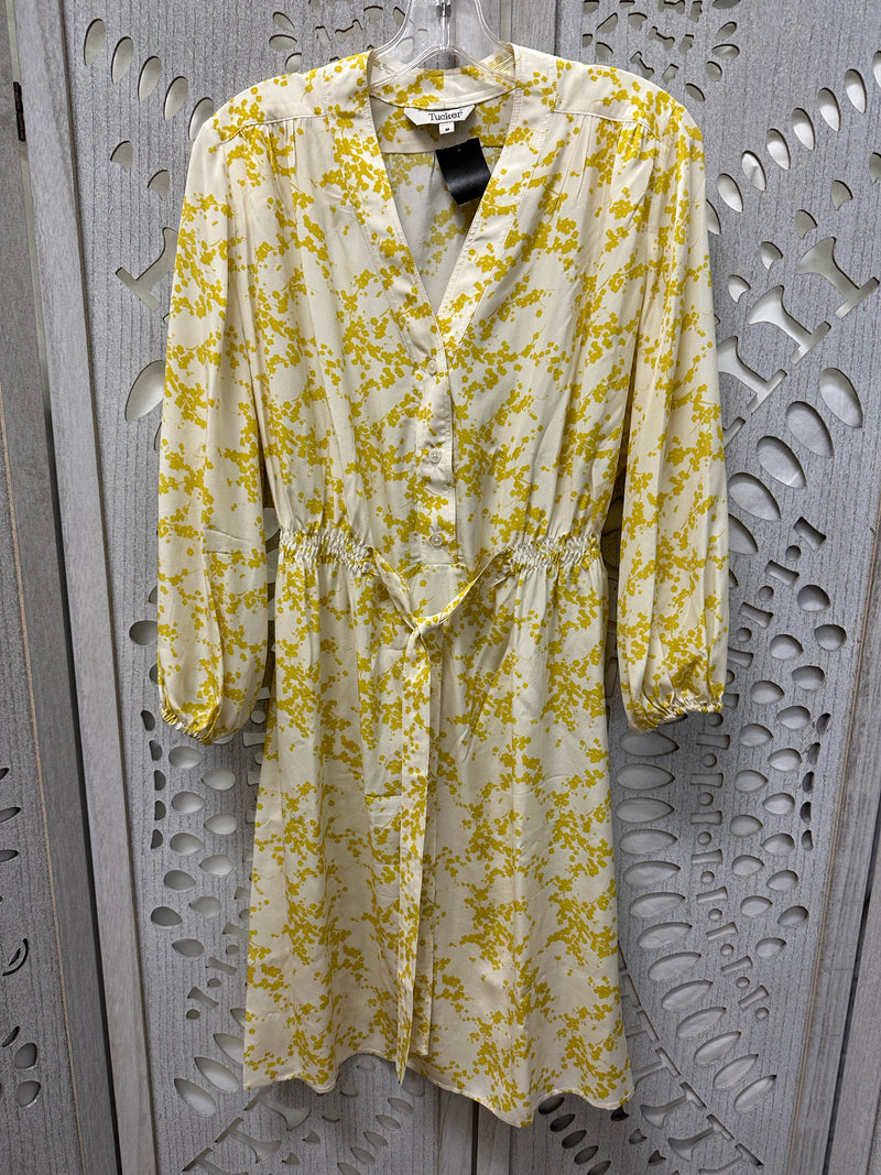 TUCKER Silk White/Yellow Floral Size M Dress