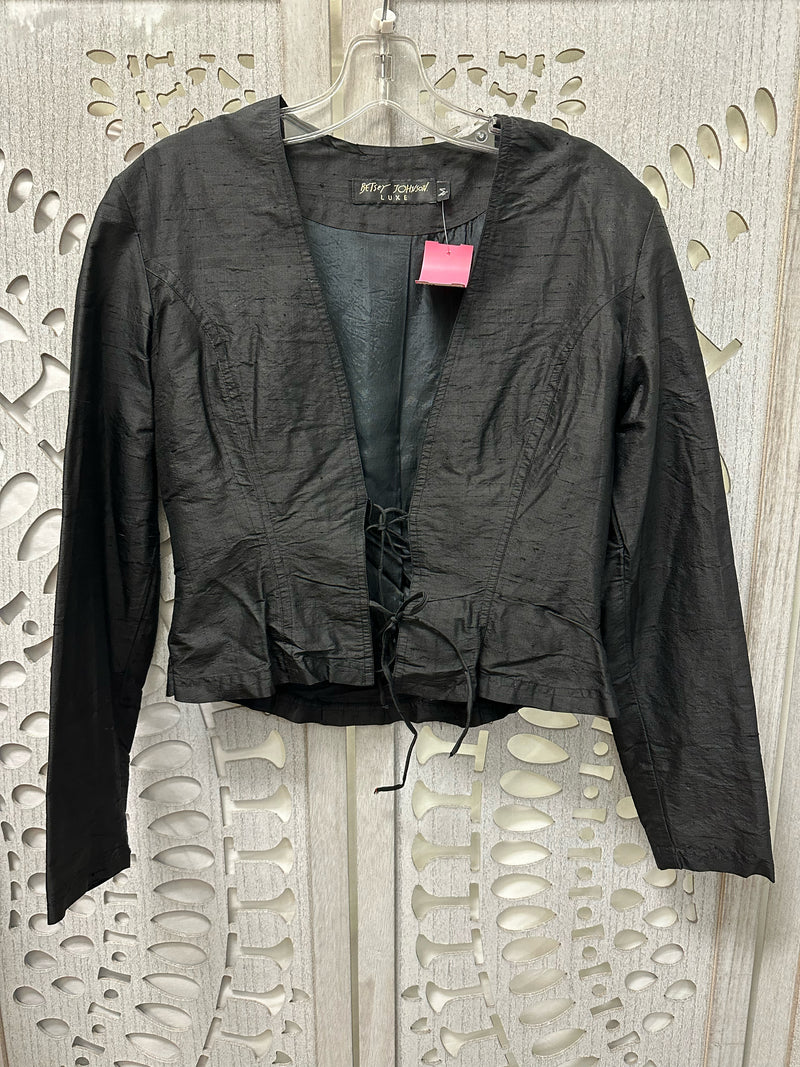 Betsey Johnson Silk Black Solid Size M Jacket