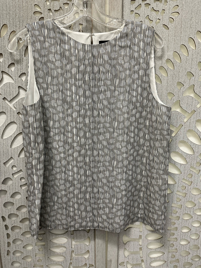 Theory Silk black/gray/white abstract lines Size M Blouse