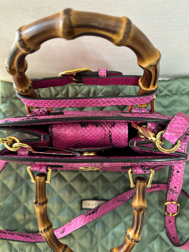 GUCCI Snakeskin Fuschia Handbag