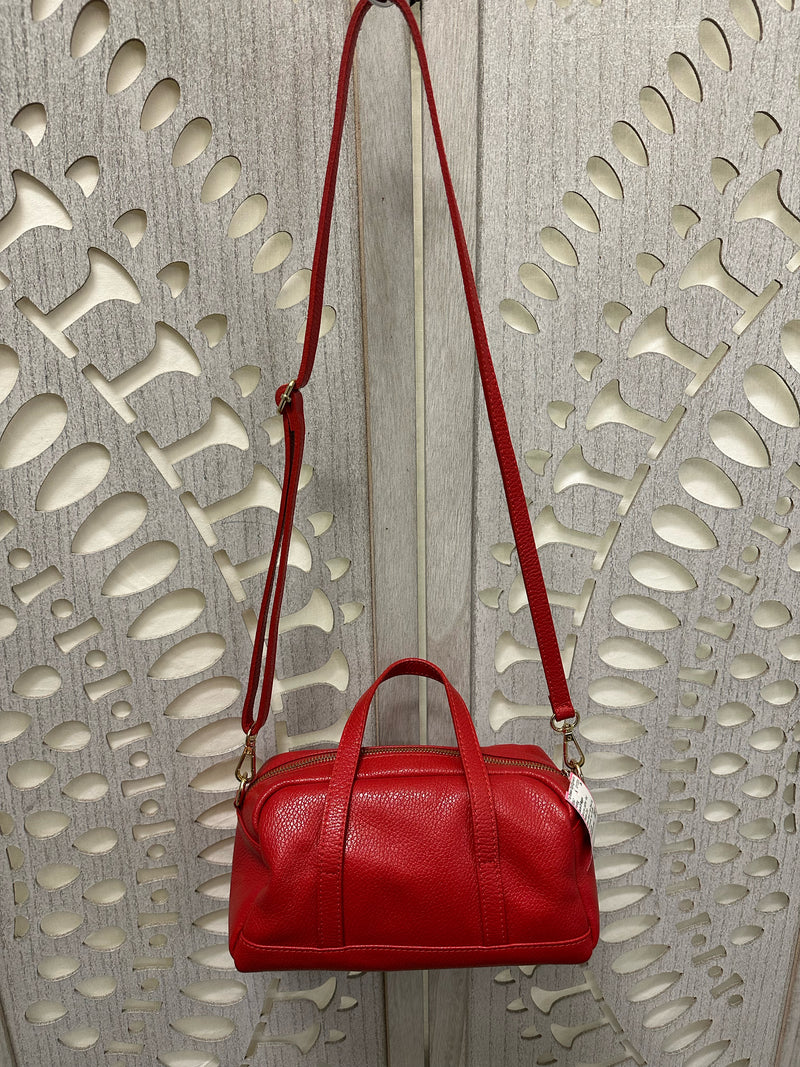 Laura Di Maggio Genuine Leather Red Pebble Grain Handbag