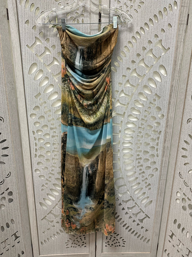 Zara Blend Blue/Gold SCENERY Size XS Dress