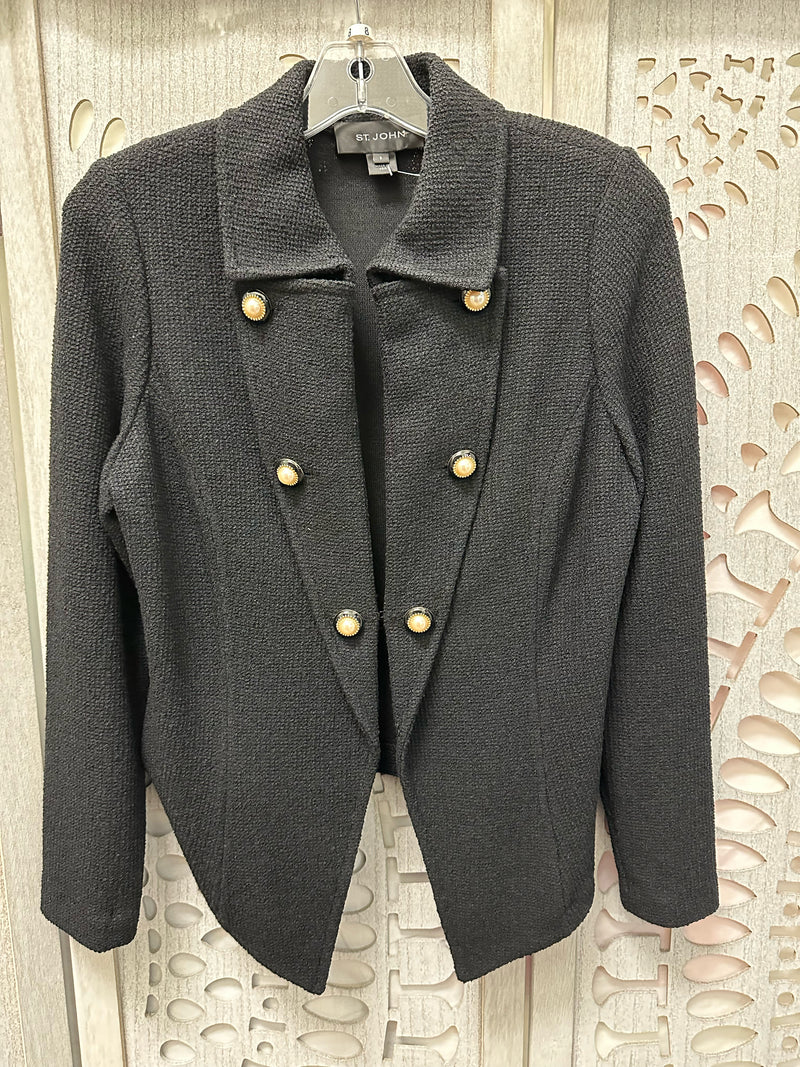 St. John Textured Knit Black Nubby Size 8 Jacket