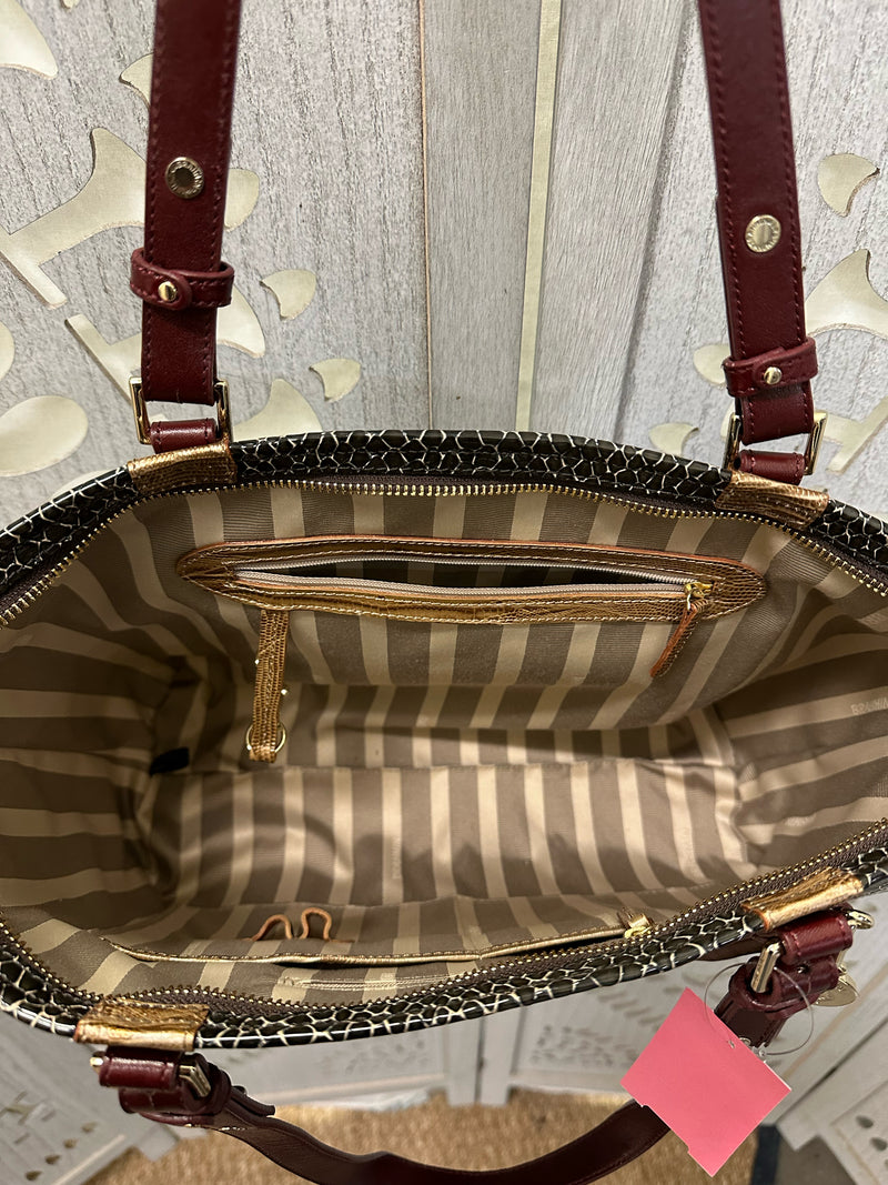 Brahmin Leather Black/wine/gold Size Handbag