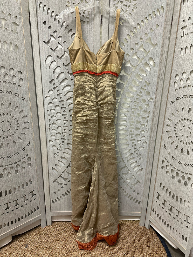 Nicole Miller Metallic Blend Gold/Rust Size 4 Cocktail/Evening Wear