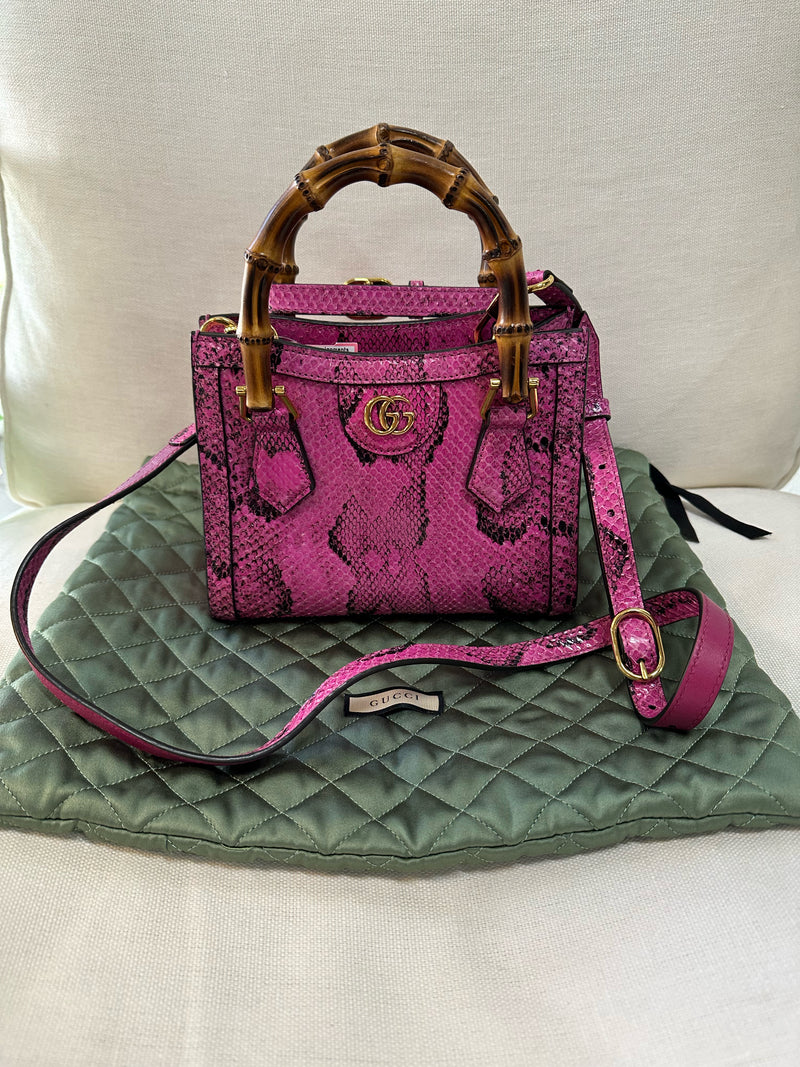 GUCCI Snakeskin Fuschia Handbag