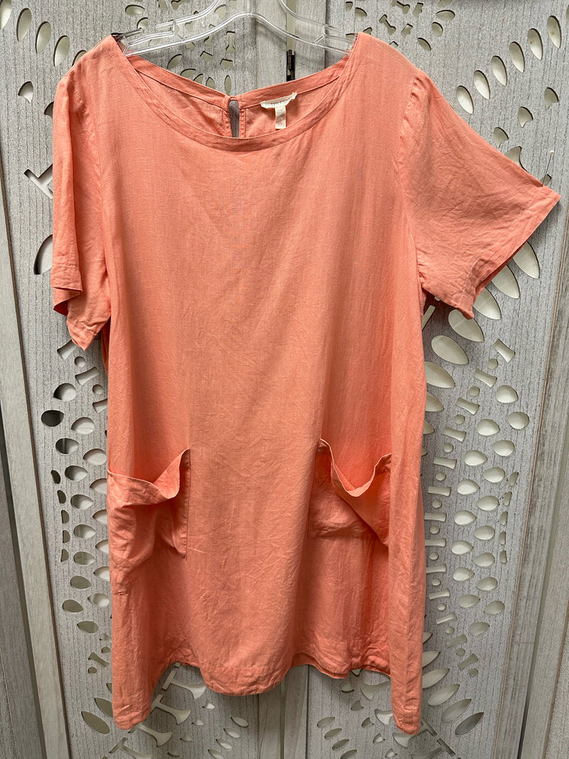 Eileen Fisher Organic Linen Peach Solid Size L Dress