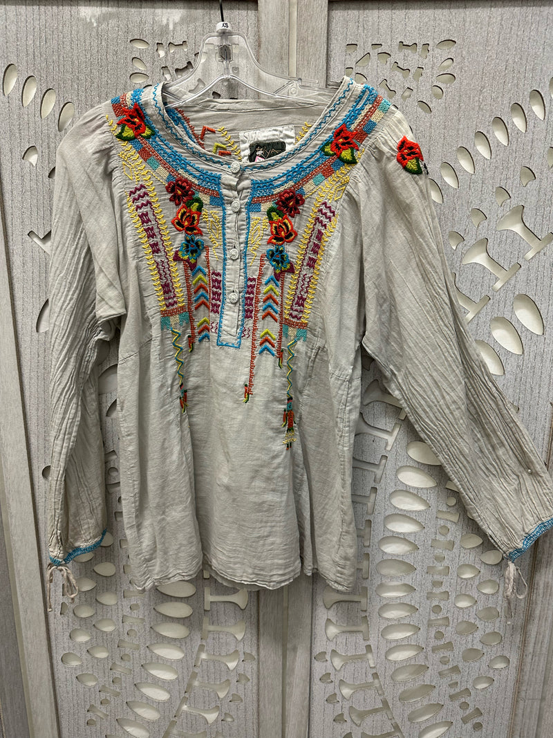 BIYA BY JOHNNY WAS Cotton Multi Embrodered floral Size XS Blouse