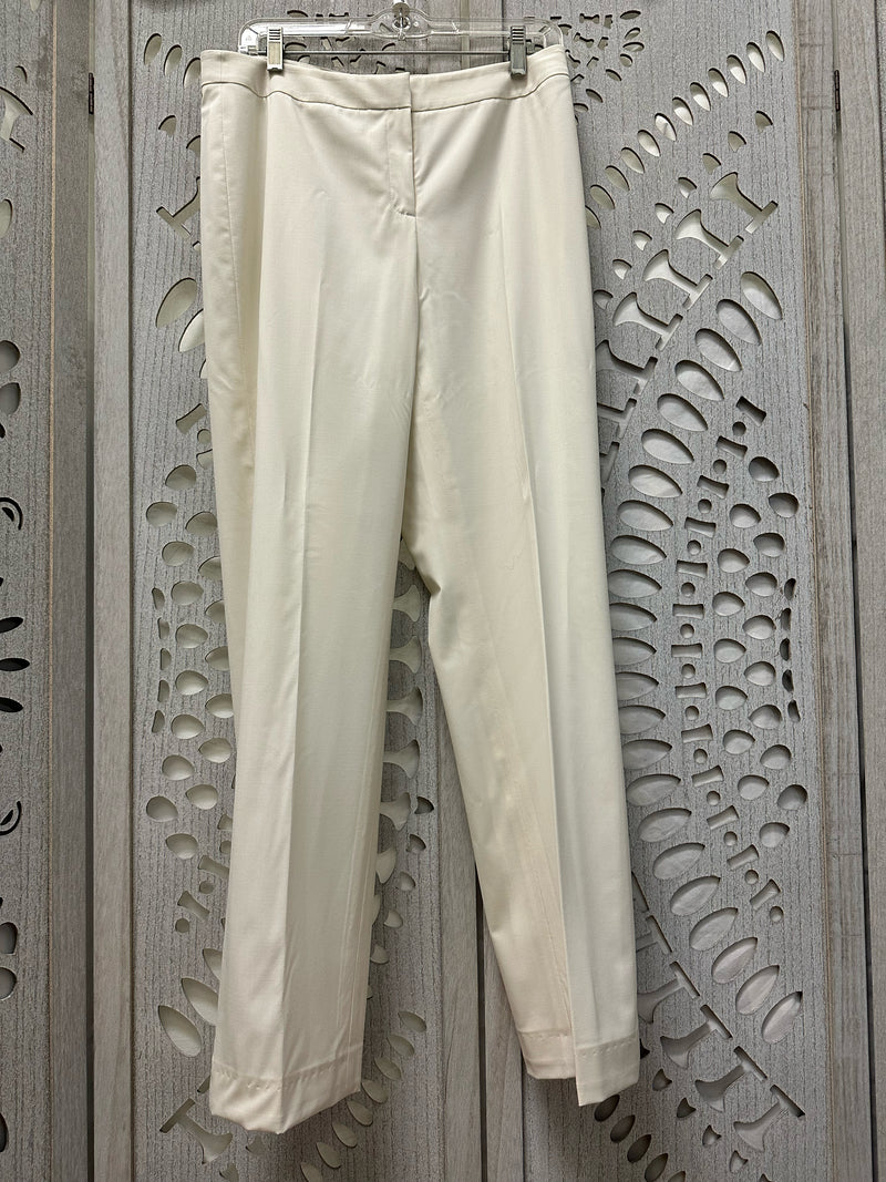 Lafayette 148 Virgin Wool Blend Ivory Solid Size 8 Pants