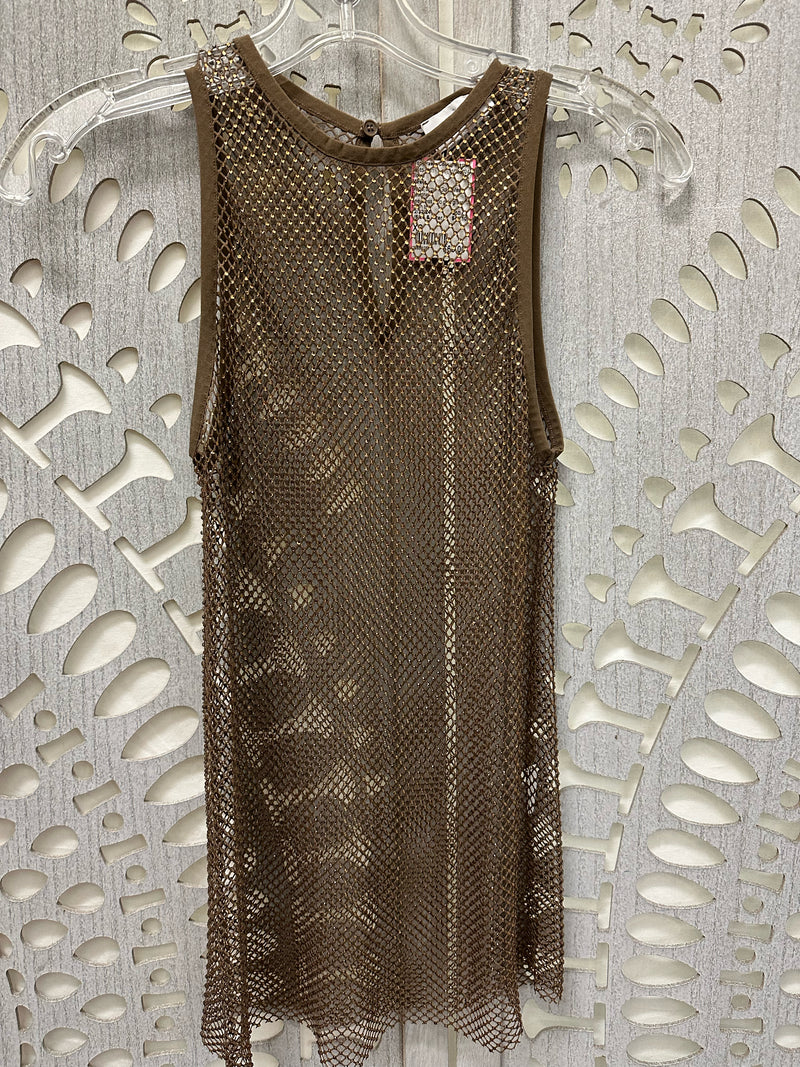 Marella Blend Brown/Gold Mesh Size XS Blouse