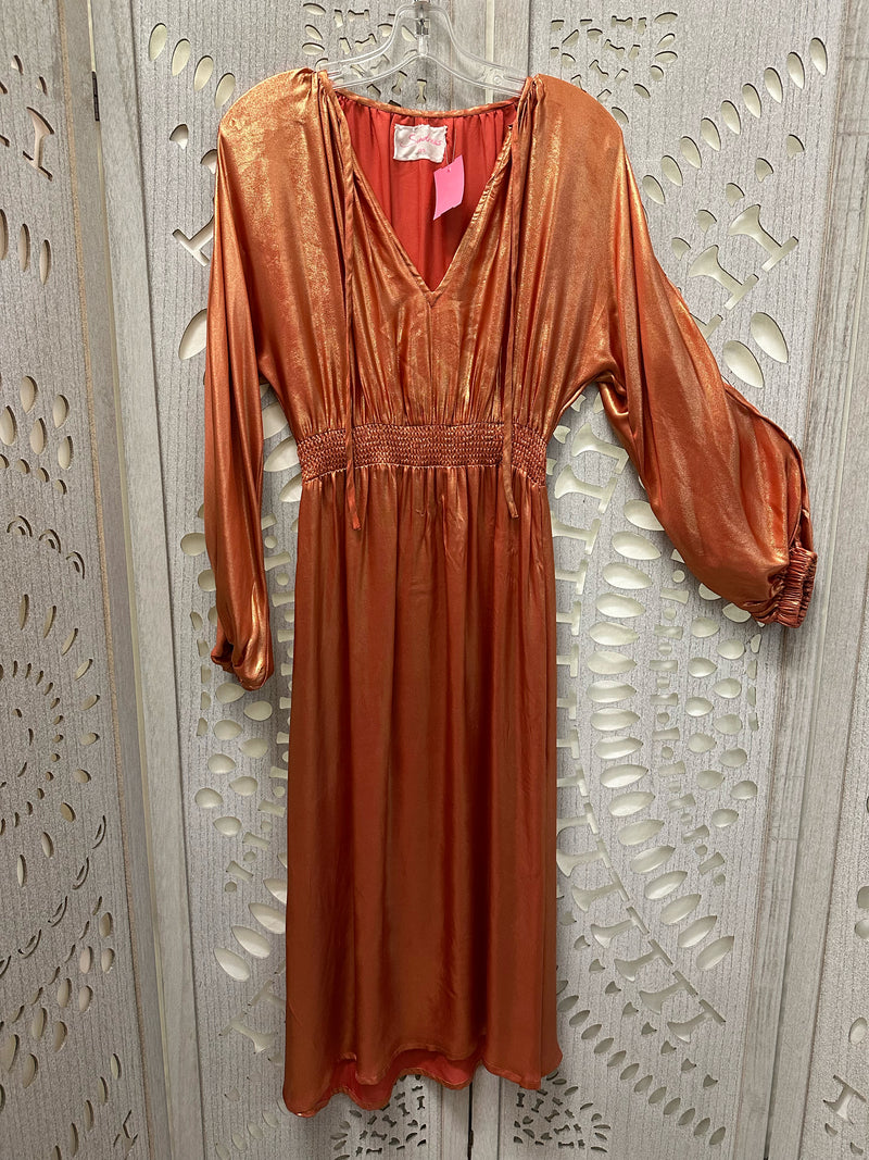 Sundress Viscose Gold shimmer Bronze Solid Size S Dress