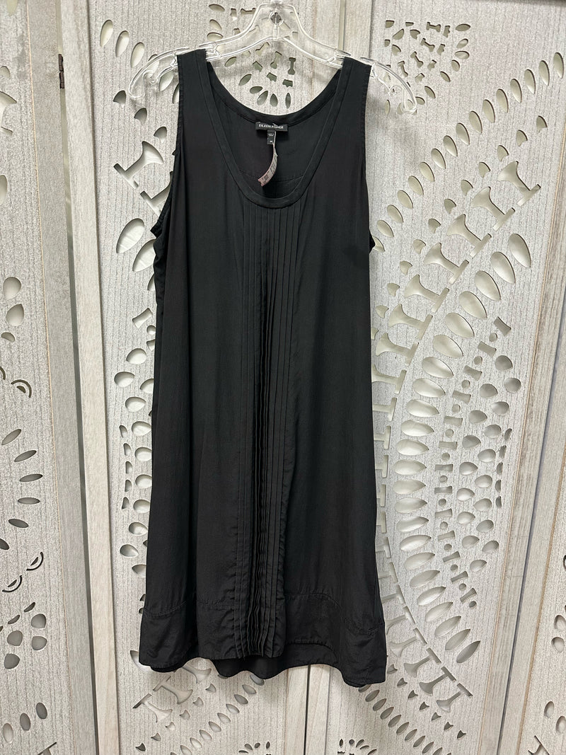 Eileen Fisher Silk Black Pleated Size M Dress