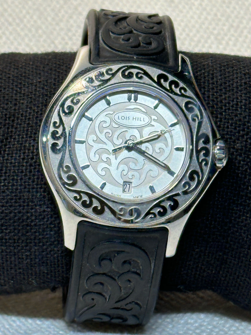 Lois Hill Plastic Black Scroll Watch