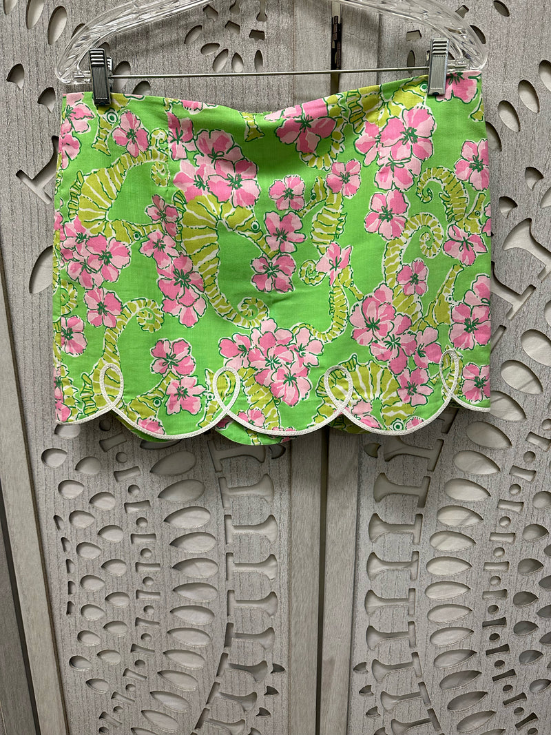 Lilly Pulitzer Cotton pea green Floral Size 8 Skirt