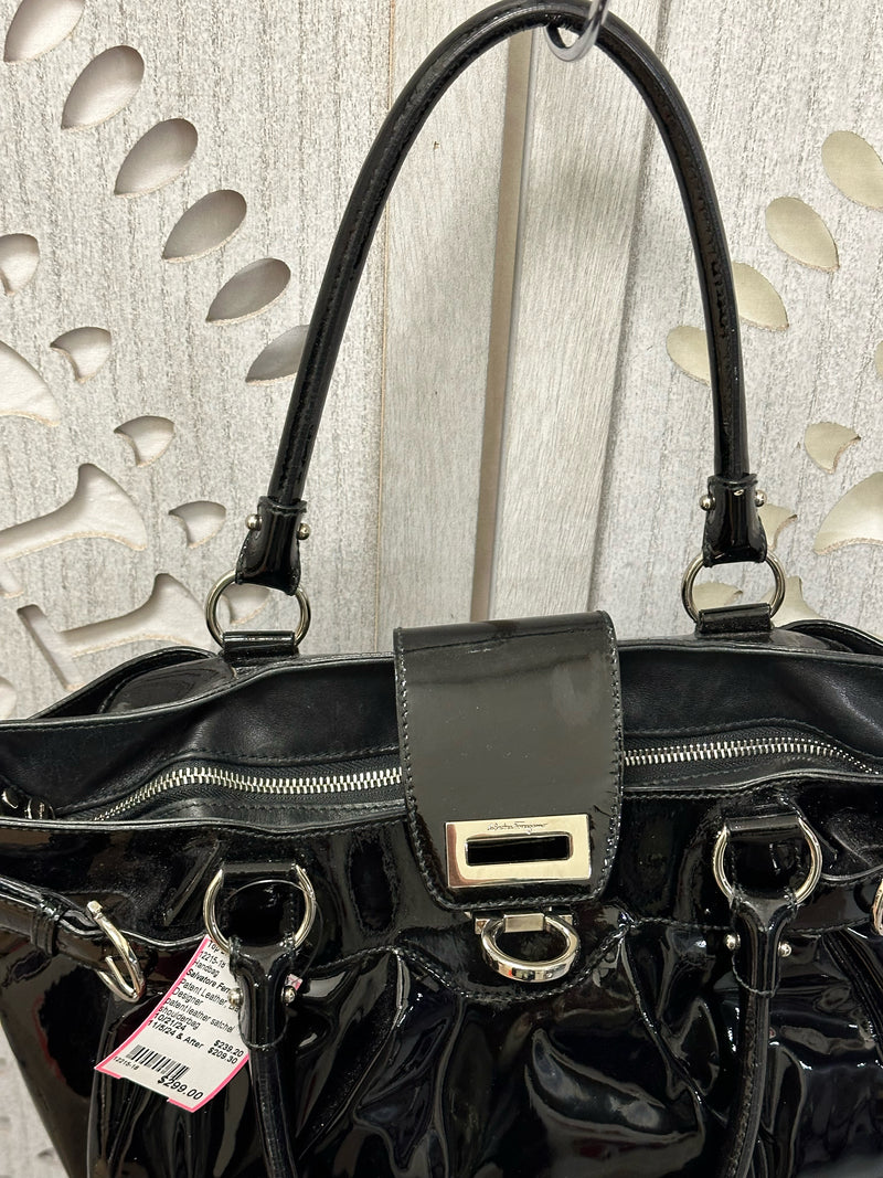 Salvatore Ferragamo Patent Leather Black Handbag