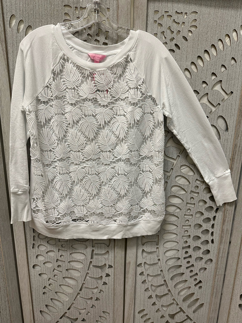 Lilly Pulitzer Cotton Blend White Lace Size M Blouse