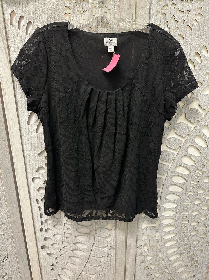 Worthington Nylon Blend Black Netting Size XLP Blouse