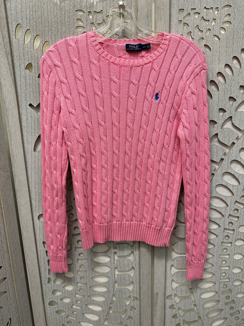 POLO RALPH LAUREN Cotton Pink Cableknit Size M Sweater