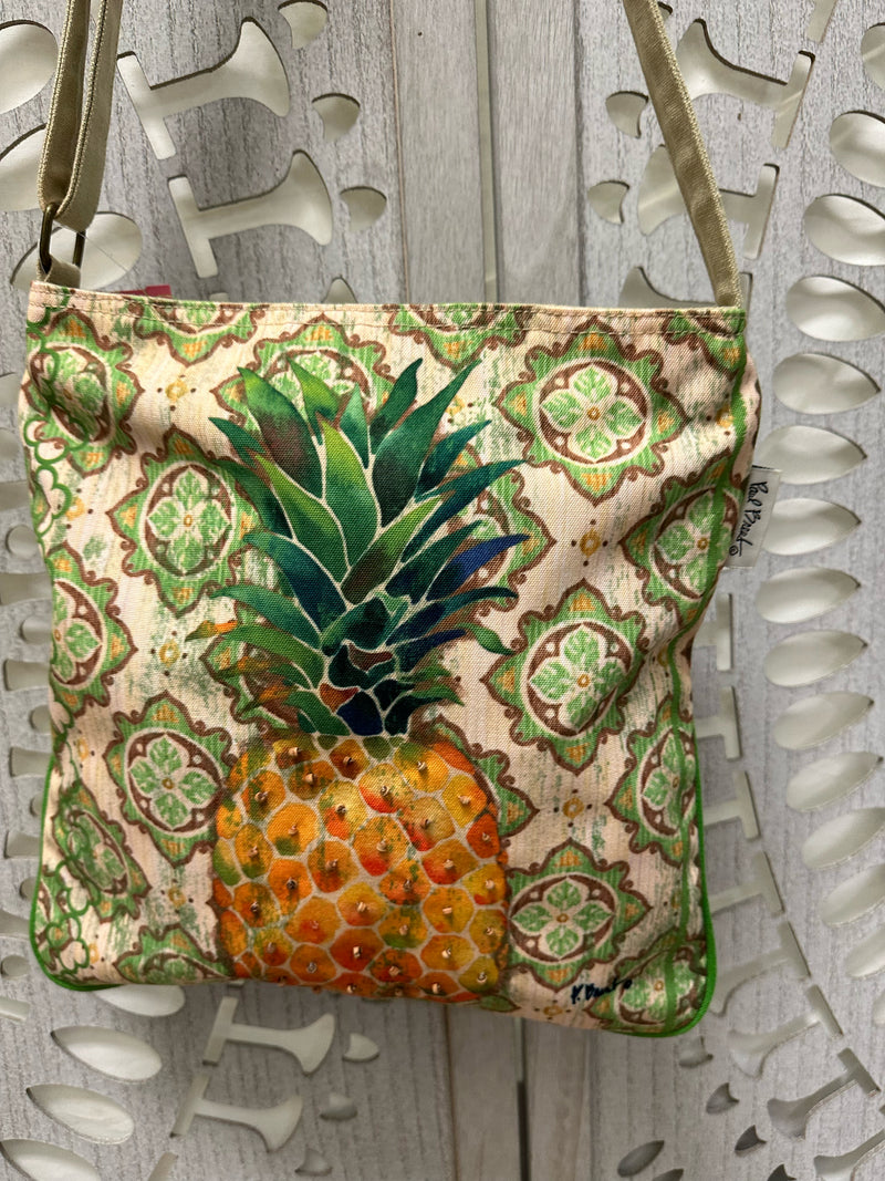 Sun N Sand Fabric Green/Gold Pineapple Tote