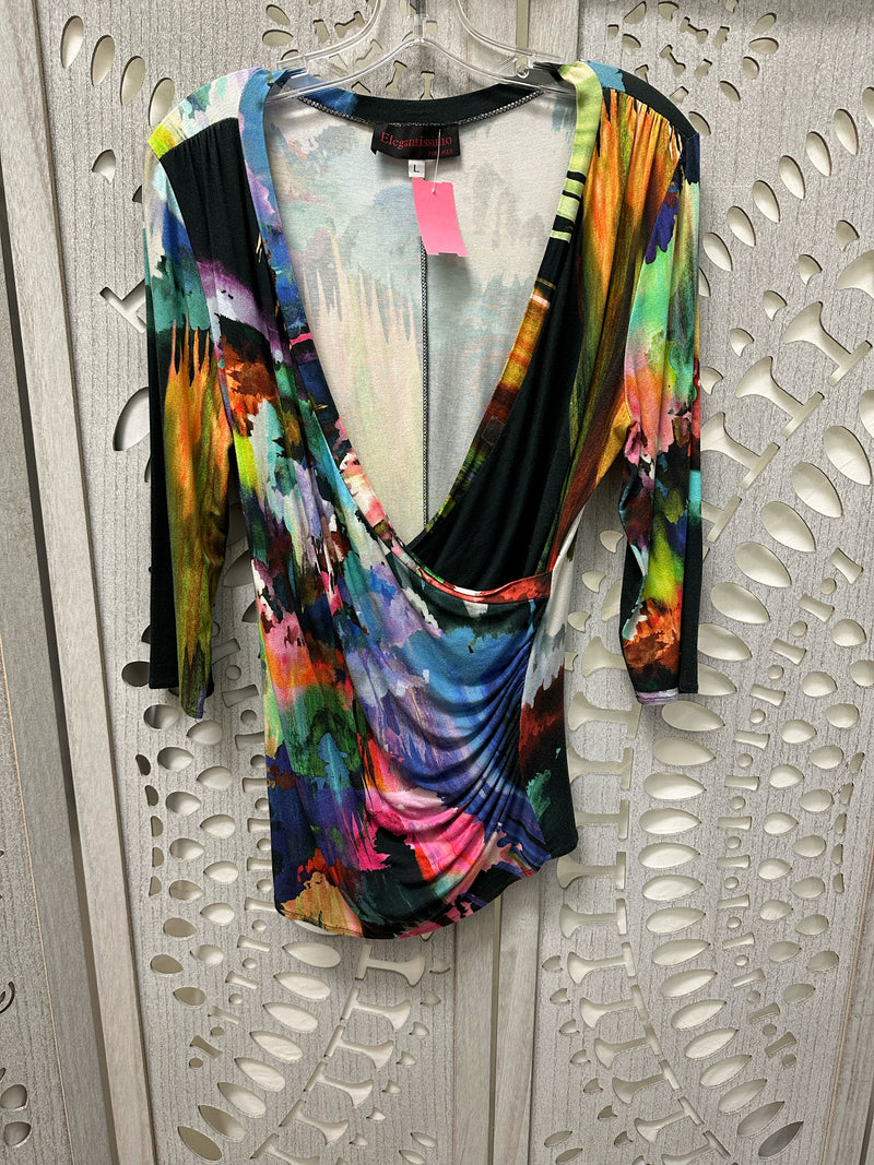 Elegantissimo Viscose Multi Abstract Size L Blouse