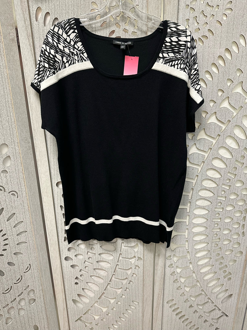 cable & gauge Rayon Blend Black/White solid/abstract Size XL Sweater