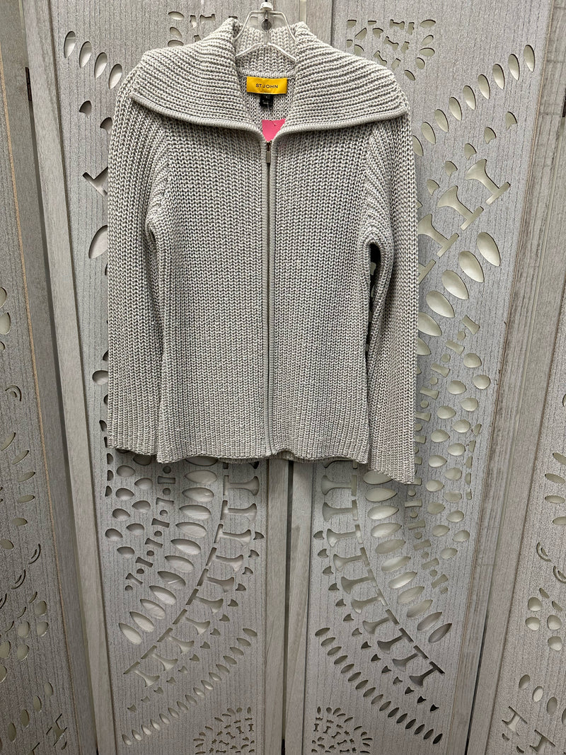 St. John Wool/polyester Gray/Silver Knit Size S Jacket