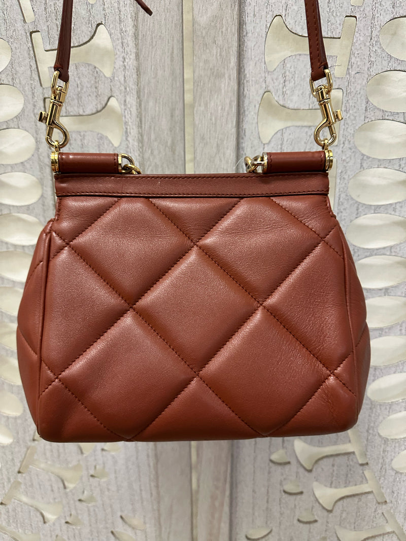 Dolce & Gabbana Calfskin Brown Quilted Handbag