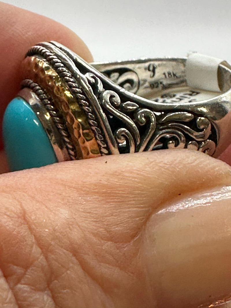 925 Sterling & 18kt gold Turquoise Ring