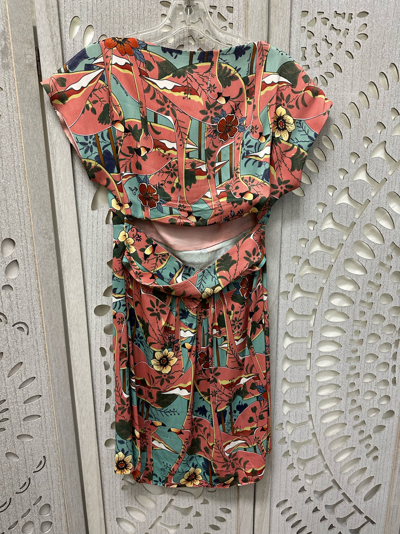Adriana Barra Viscose Multi Colors Abstract birds/flowers Size XS Dress