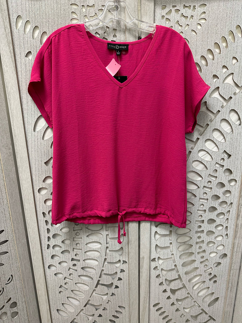 Fred David Polyester Hot Pink Solid Size S Blouse