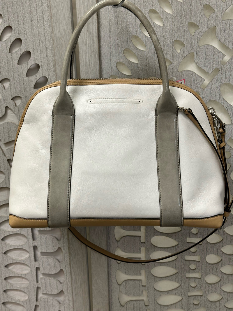 COACH Genuine Leather white/gray/tan Bleecker Handbag