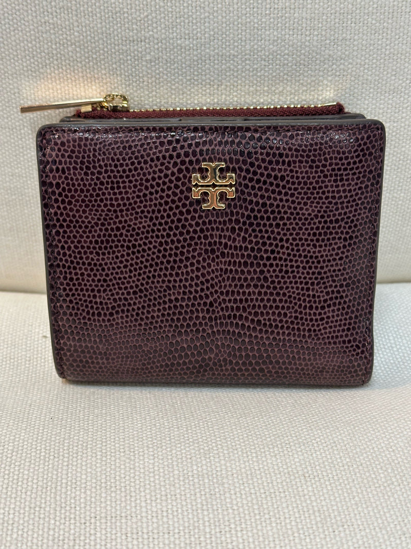 Tory Burch Leather Burgundy embossed lizard Wallet